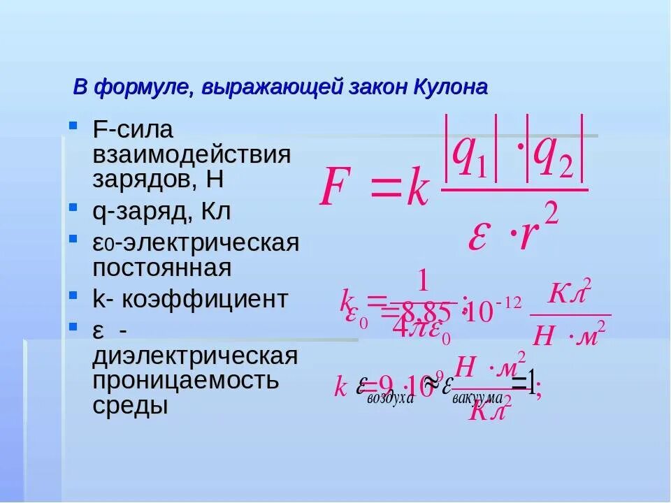 Напряжение притяжения. Сила взаимодействия зарядов формула. Формула взаимодействия двух зарядов. Формула силы взаимодействия двух точечных зарядов закон кулона. Формула силы взаимодействия двух точечных зарядов.