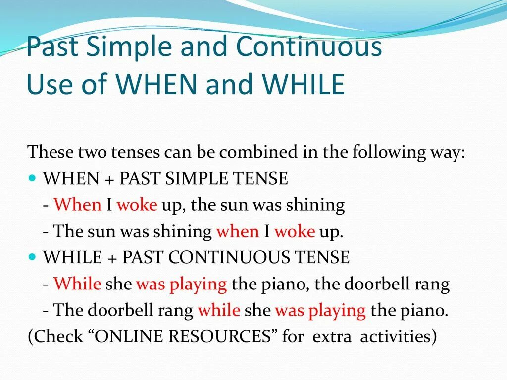During предложение. Past Continuous when правило. Паст континиус while. When while past Continuous и past simple. Паст континиус с when.