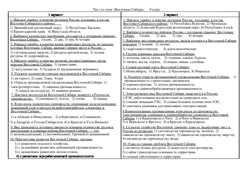 Практическая работа сравнение западной и восточной сибири. Восточная Сибирь тест. Тест Восточная Сибирь 8 класс. Восточная Сибирь тест 9 класс. Проверочная работа по Восточной Сибири.