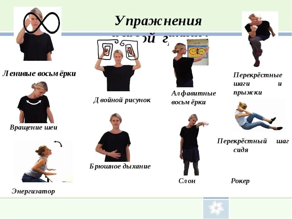 Нейрогимнастика 7 лет. Гимнастика мозга. Гимнастика движнмозга. Гимнастика для мозга упражнения. Упражнения для активизации мозга.