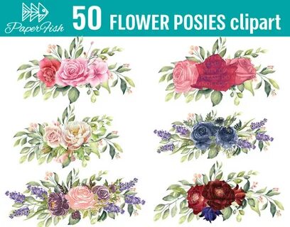 50 flower posies watercolor clipart wedding floral frame image 1.