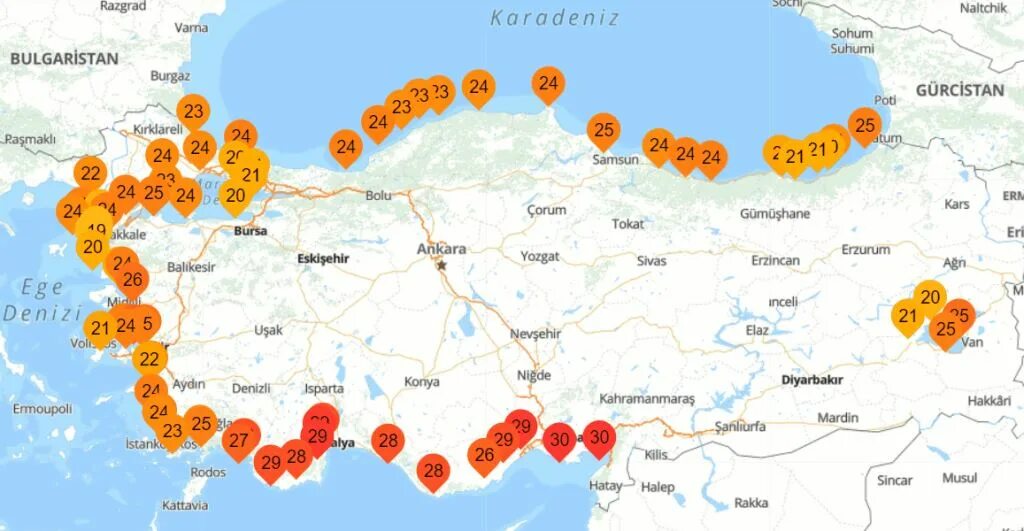 Где теплее всего в турции в октябре. Температура моря в турции.