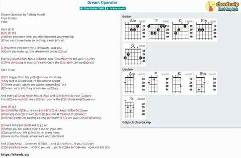 Chord: Dream Operator - Talking Heads - tab, song lyric, sheet, guitar, uku...