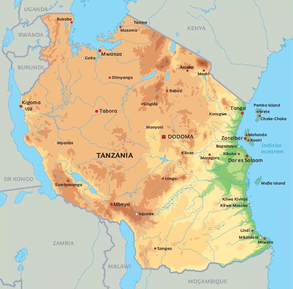 Особенности страны танзания. Танзания карта Танзании. Географическая карта Танзании. Физическая карта Танзании. Национальный парк Танзании расположение географическое.