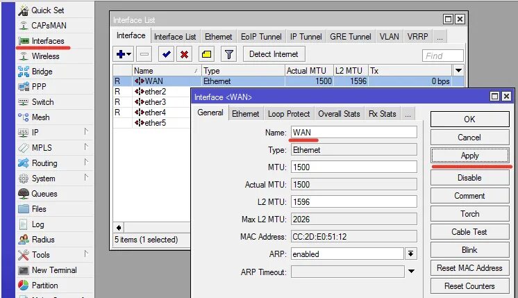 Mikrotik wan. Мак микротика. Настройка Wan порта. Как сменить Мак адрес на микротике. Wan в микротике.