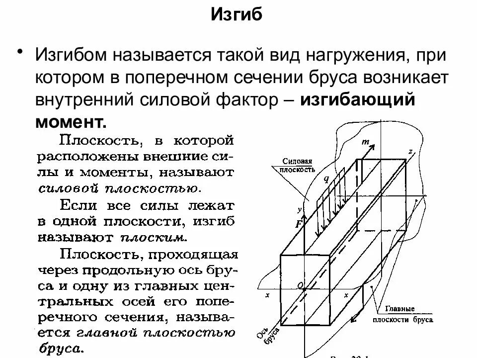 Сопротивление материалов деформации. Сопротивление материалов изгиб. Поперечный изгиб прямого бруса материаловедение. Изгиб прямого бруса техническая механика. Внутренние силовые факторы в поперечном сечении бруса.