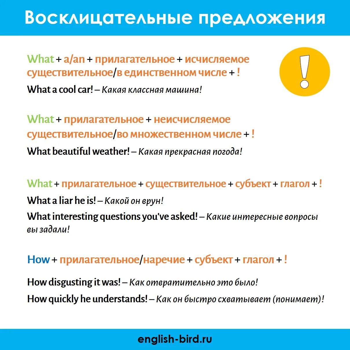 Восклицательные предложения используя. Восклицательные предложения в английском языке. Восклицательное предложение в английском языке примеры. Восклицательные предложения в английском what. Воскл предложения.