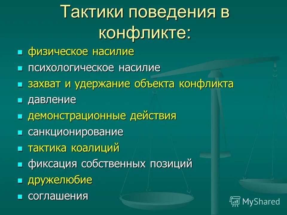 какие тактики поведения в конфликте