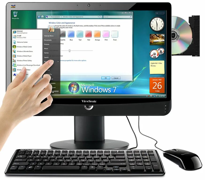 Компьютер под управлением. VIEWSONIC vx2258wm. Монитор VIEWSONIC Windows 7. Сенсорный экран для компьютера. Компьютер VIEWSONIC 2010.