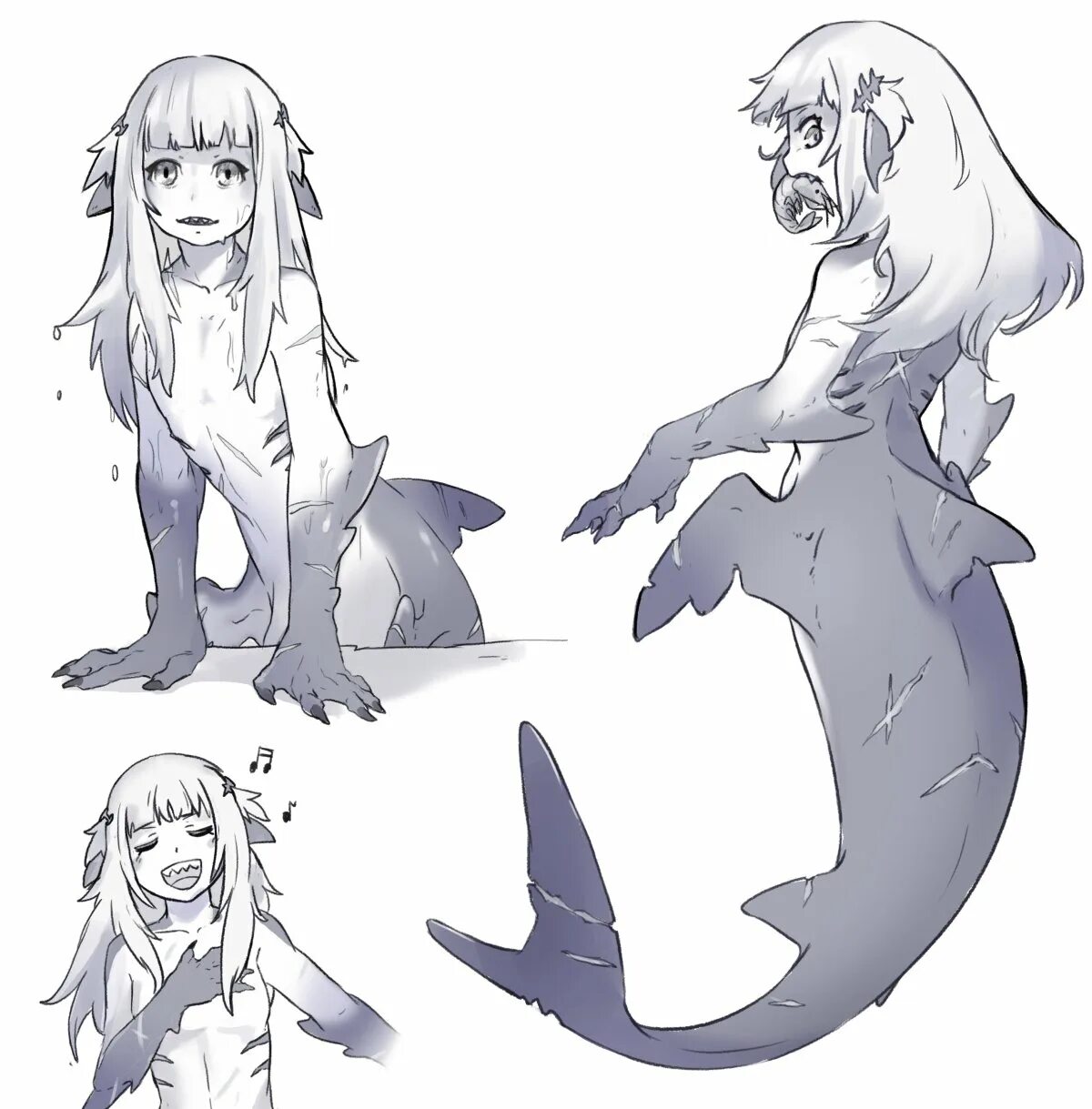 Mershark MGE. Меркула Monster girl. Акула тян. Shark human