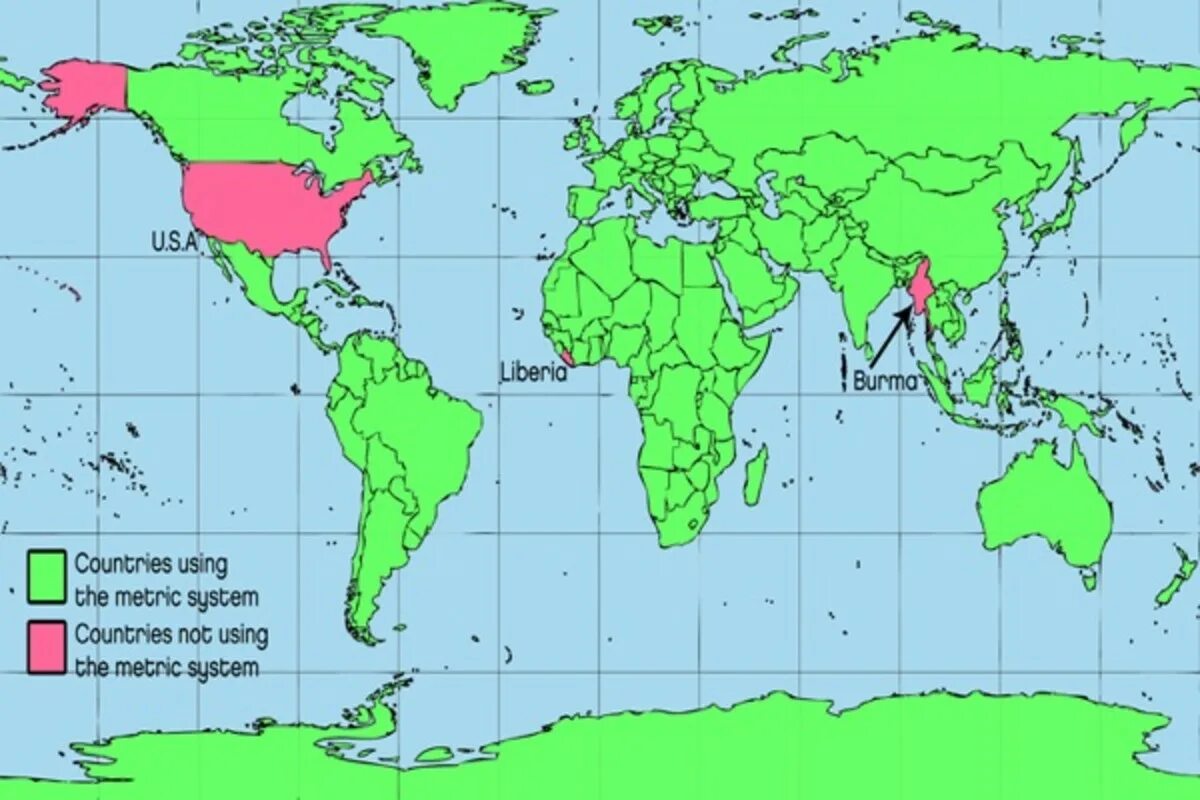 Страна изм. Карта метрических систем в мире. Метрическая система в мире. Страны с метрической системой. Страны с метрической системой карта.