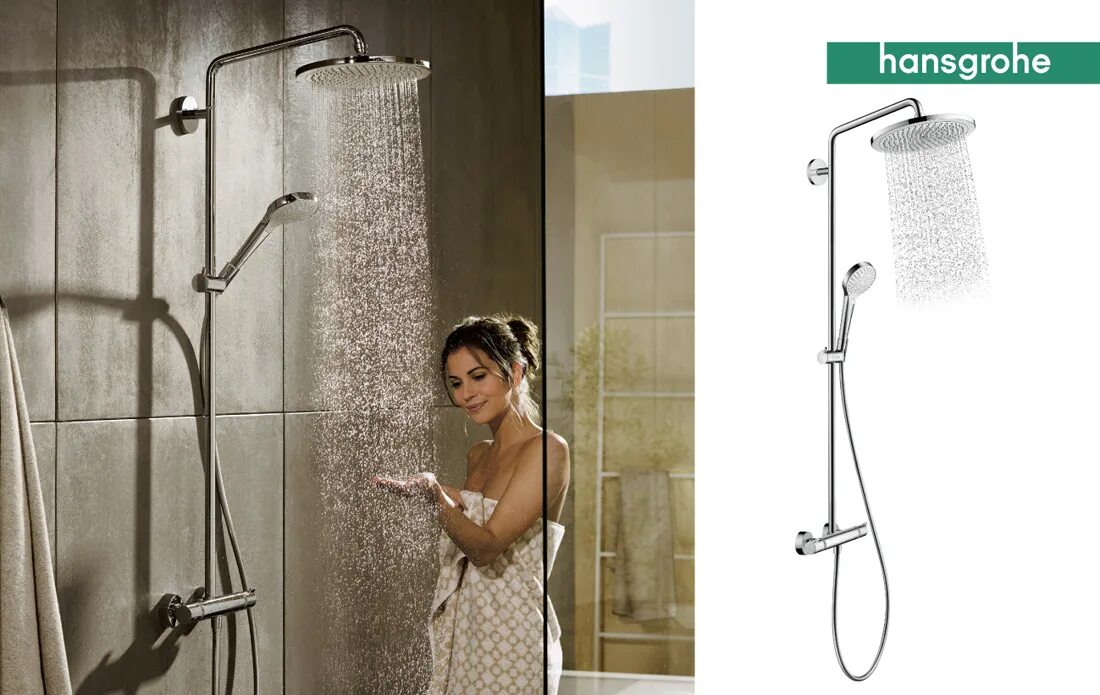 Вода льется из душа. Душевая система Hansgrohe Rainfinity. Hansgrohe 27671000. Душевая система Hansgrohe 7616000. 26230000 Hansgrohe.