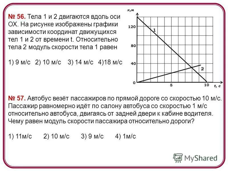 Определи скорость движения 2 тел