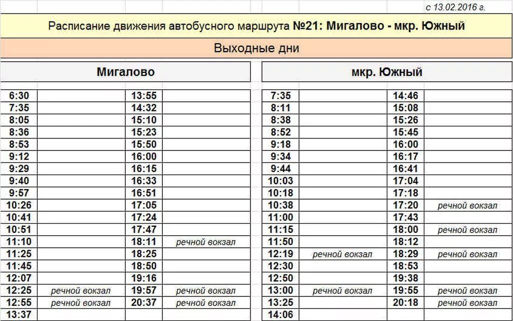 Расписание маршрутки речной вокзал