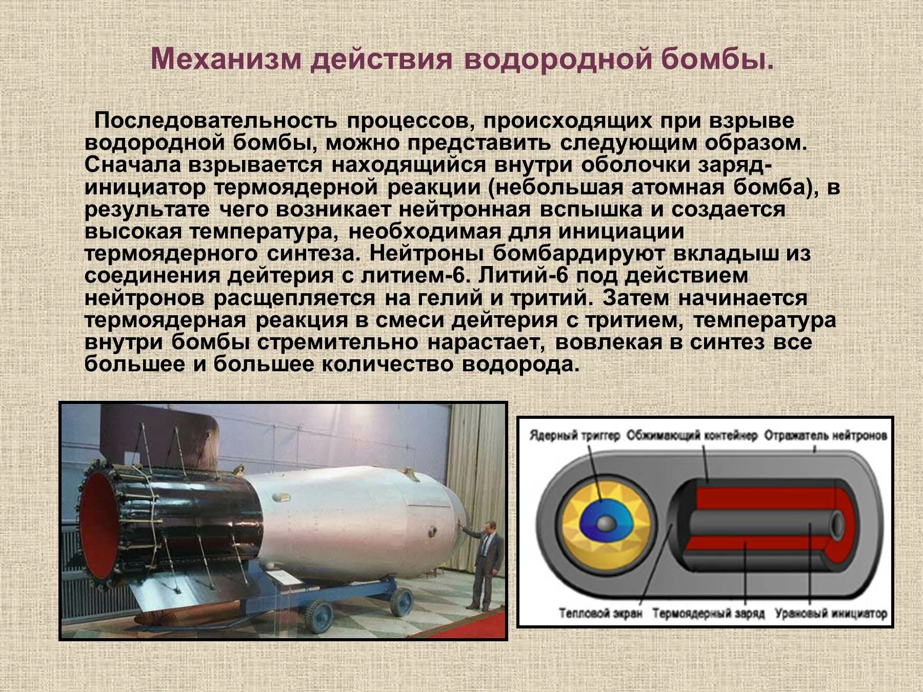 Механизм действия водородной бомбы. Принцип действия водородной бомбы Сахарова. Принцип реакции атомной бомбы. Термоядерная реакция в водородной бомбе.