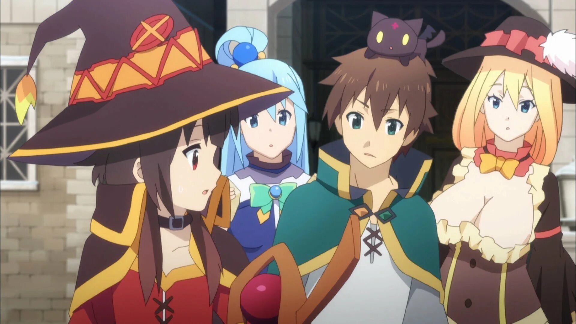 Konosuba gods blessing on this wonderful world. Коносуба этот прекрасный мир. Коносуба арт Казума Даркнесс Аква. Казума Аква Даркнесс и Мегумин.