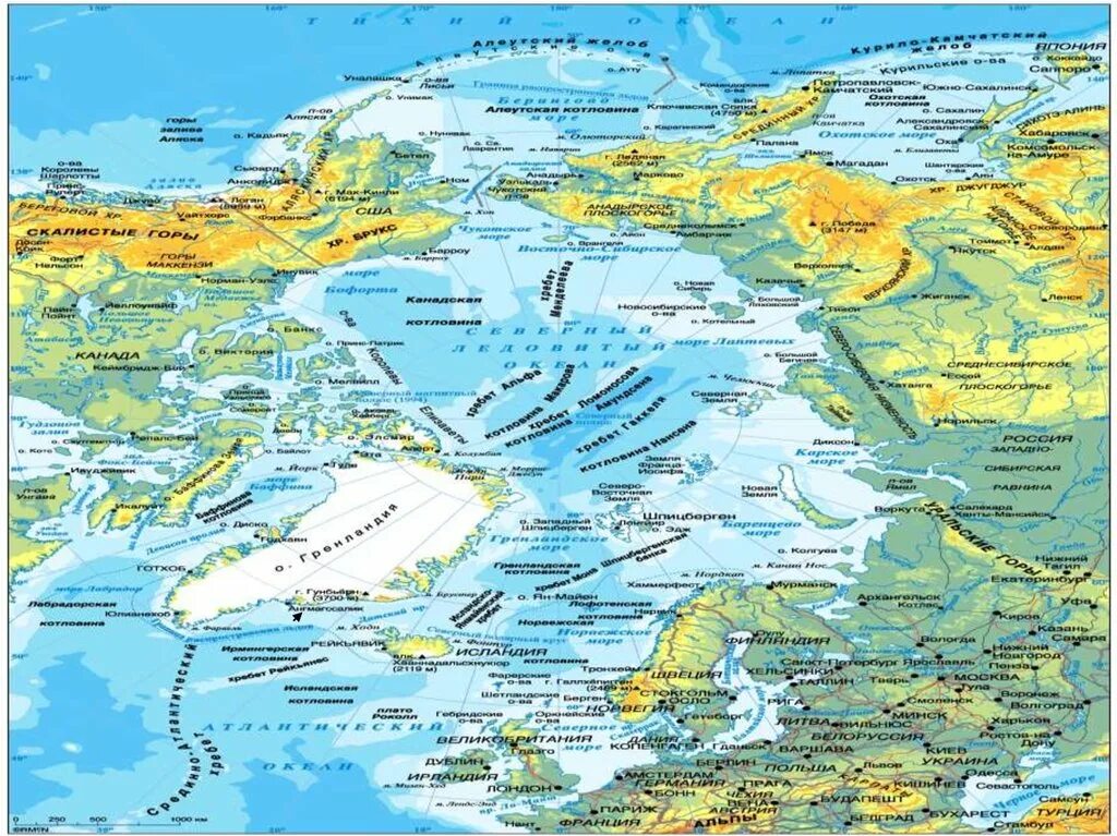 Северный Ледовитый океан географическая карта. Карта Северный Ледовитый океан 4 класс. Карта Северного Ледовитого океана с морями заливами и проливами. Северный Ледовитый океан на карте физическая карта. Моря северного ледовитого океана находятся на