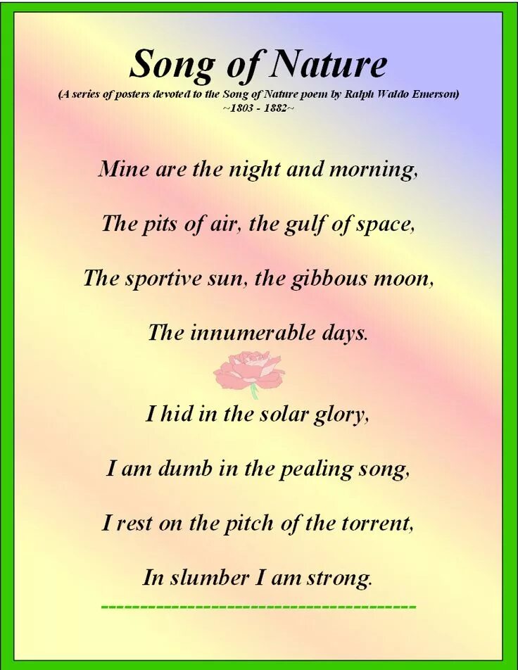 Nature song. Nature poem. English poems about nature. Poem about nature for Kids. Poem about nature in English.