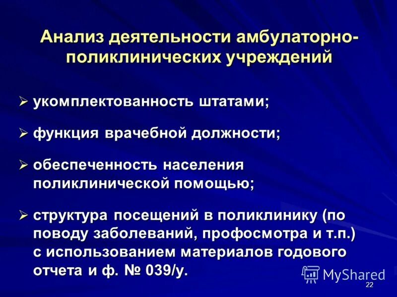 Деятельность амбулаторно поликлинических учреждений