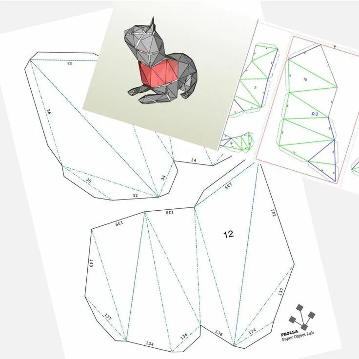 Паперкрафт кот схема распечатать Бесплатные развертки 323 photos VK Geometric origami, Origami art, Paper anima