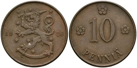 Финляндия 10 пенни 1920 республика (1918-1962) KM 24 медь 08-1047: цены, ку...