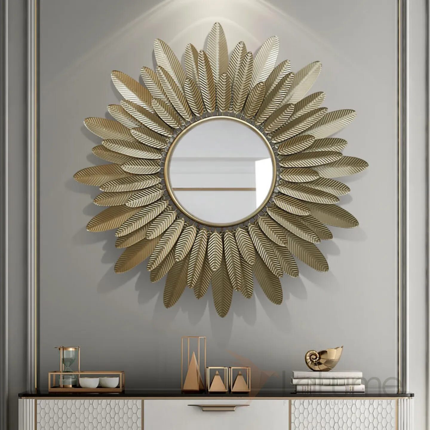 Зеркало - солнце, Кимберли золото. Дизайнерские зеркала. Дизайнерские зеркала для интерьера. Зеркало декоративное настенное. Современное зеркало купить