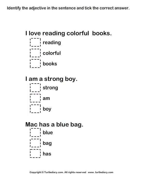 Identify the adjectives Worksheet. Identifying adjectives Quizzes. Identify all the adjectives in the Passage. Graded adjectives