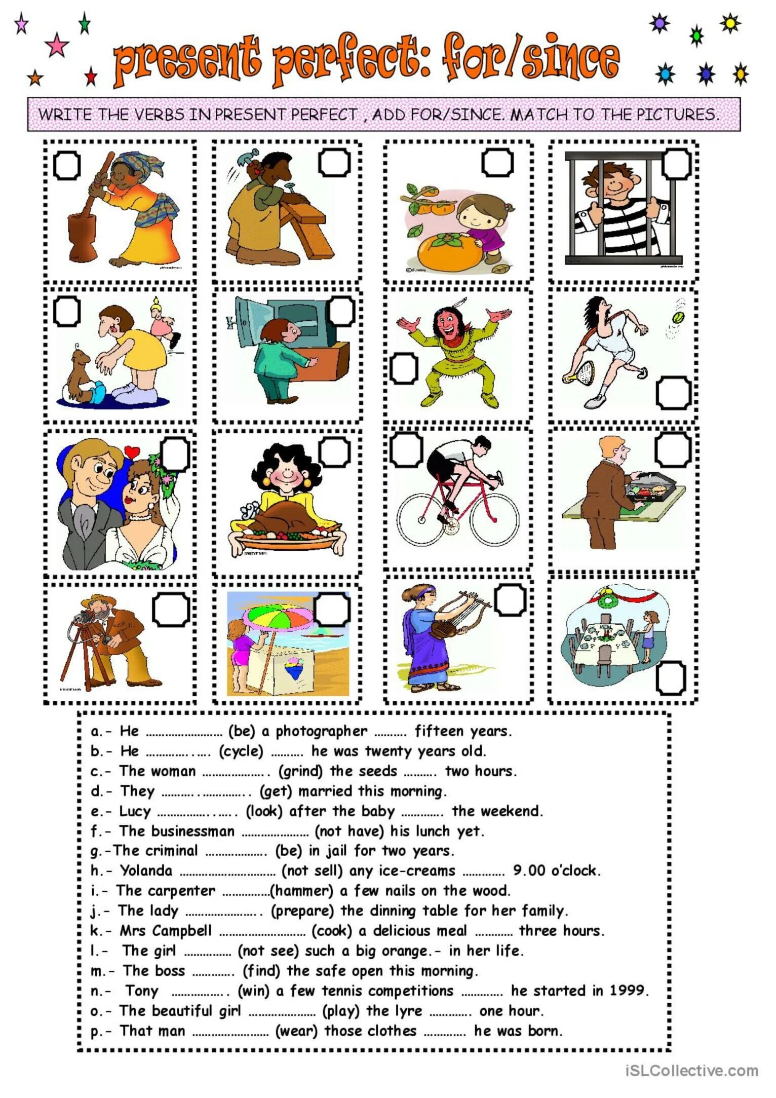 Since for упражнения. For since упражнения. Present perfect since for упражнения. Since for present perfect. Present perfect exercises for Kids.