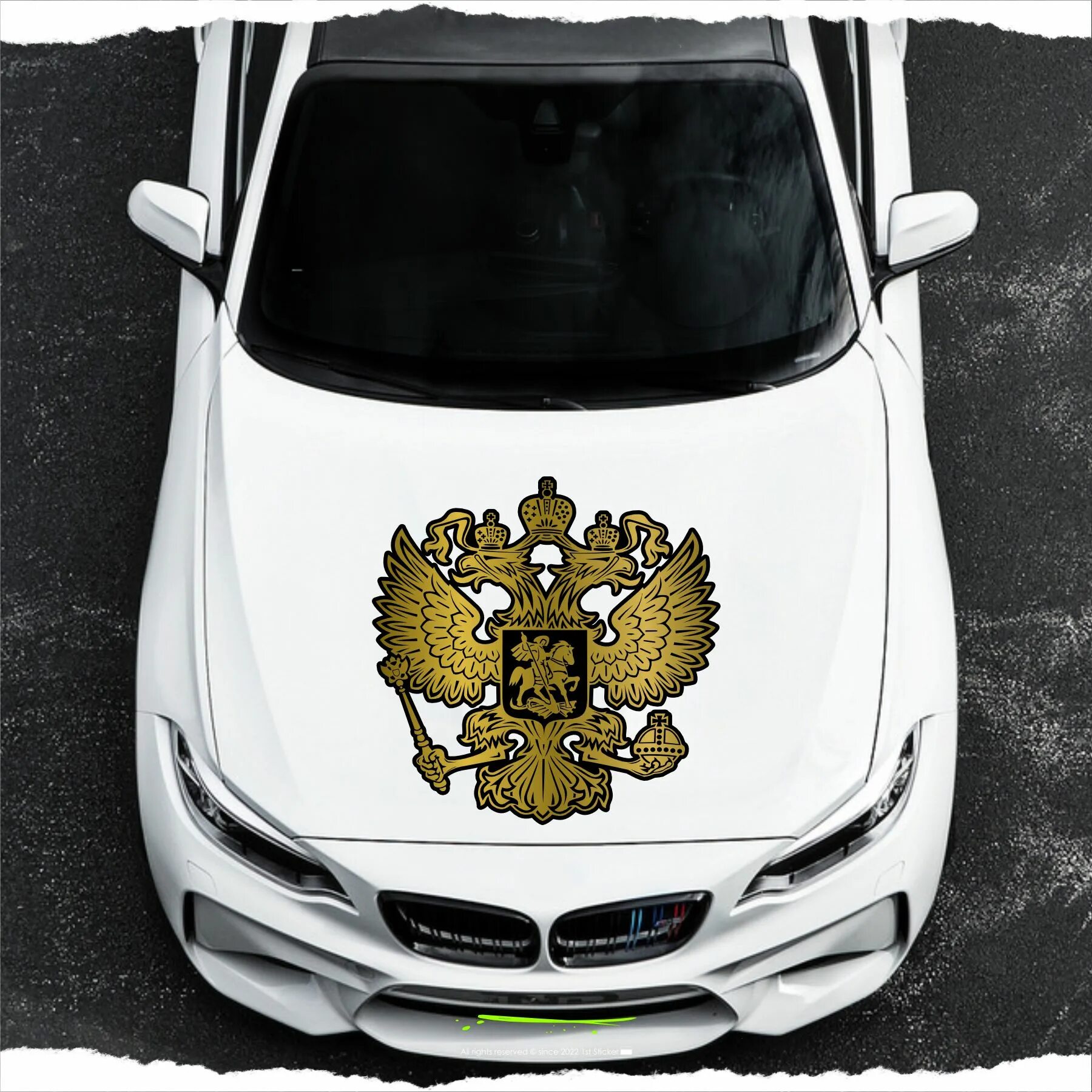 Герб машина фото Наклейка на капот авто Герб России, номер наклейки (GER-024)