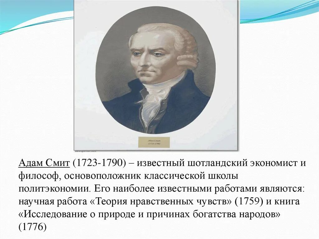 Теория Адама Смита. Адама Смита (1723—1790). Идеи. Родоначальник классической школы