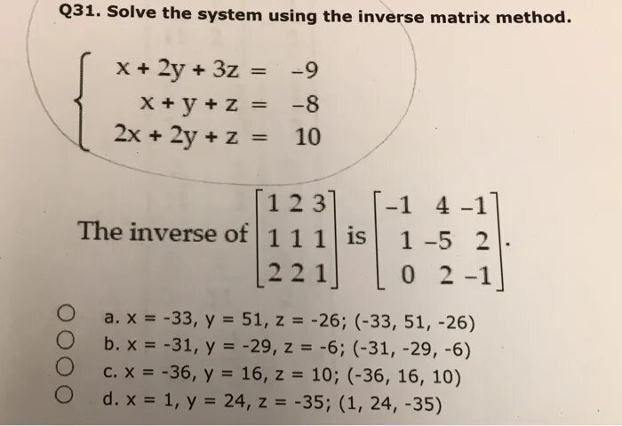 Matrix method. The inverse of the matrix 2 2 2 1 is.