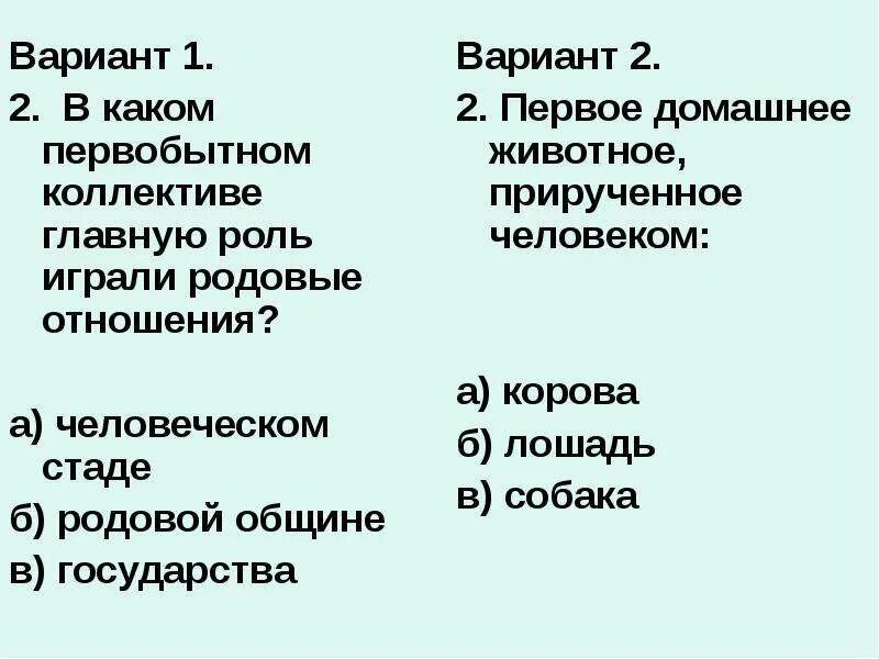 Итоговый тест по теме жизнь первобытных людей