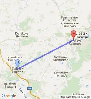 Задонск на карте