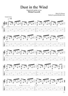 Dust in the Wind fingerstyle TAB Guitar tabs, Guitar tabs acoustic, Fingerstyle 