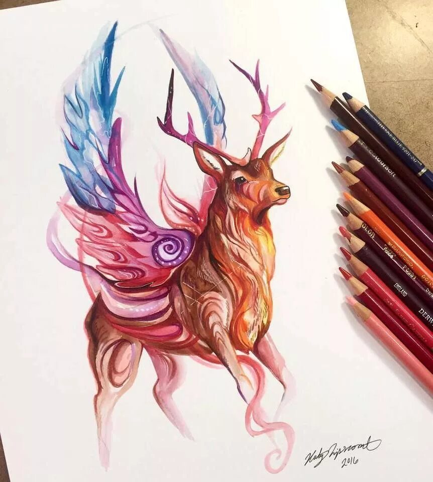 Нарисовать цветными карандашами животных