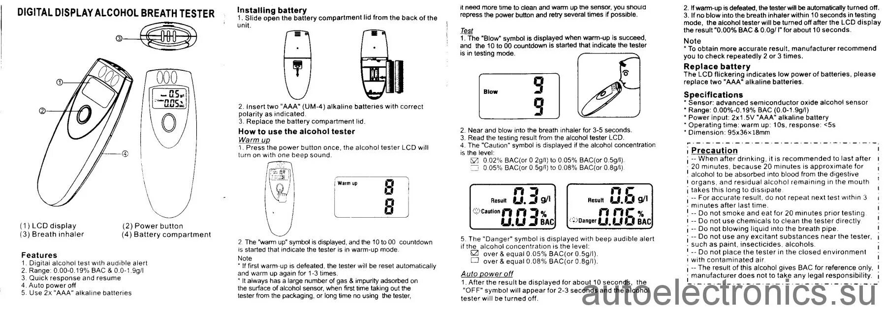 алкотестер инструкция по применению на русском языке