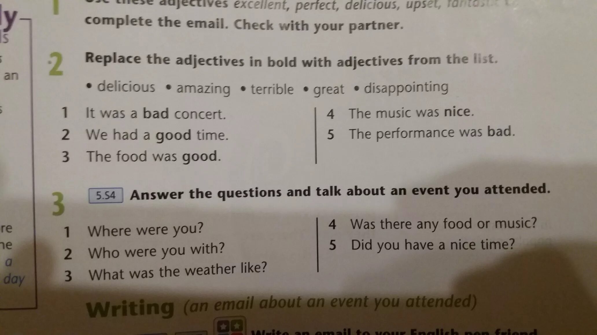 Replace the words in bold with their. Read the story and complete the list with the words in bold. brilliant adjective.