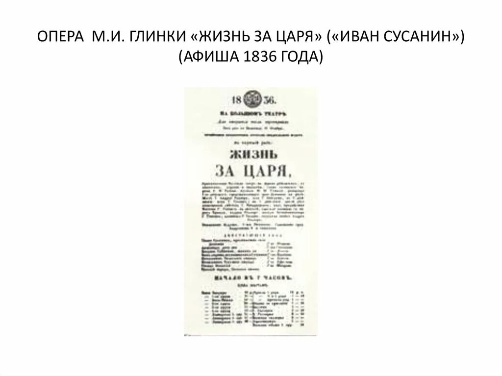 Музыкальные произведения жизнь за царя. М И Глинка опера жизнь за царя.