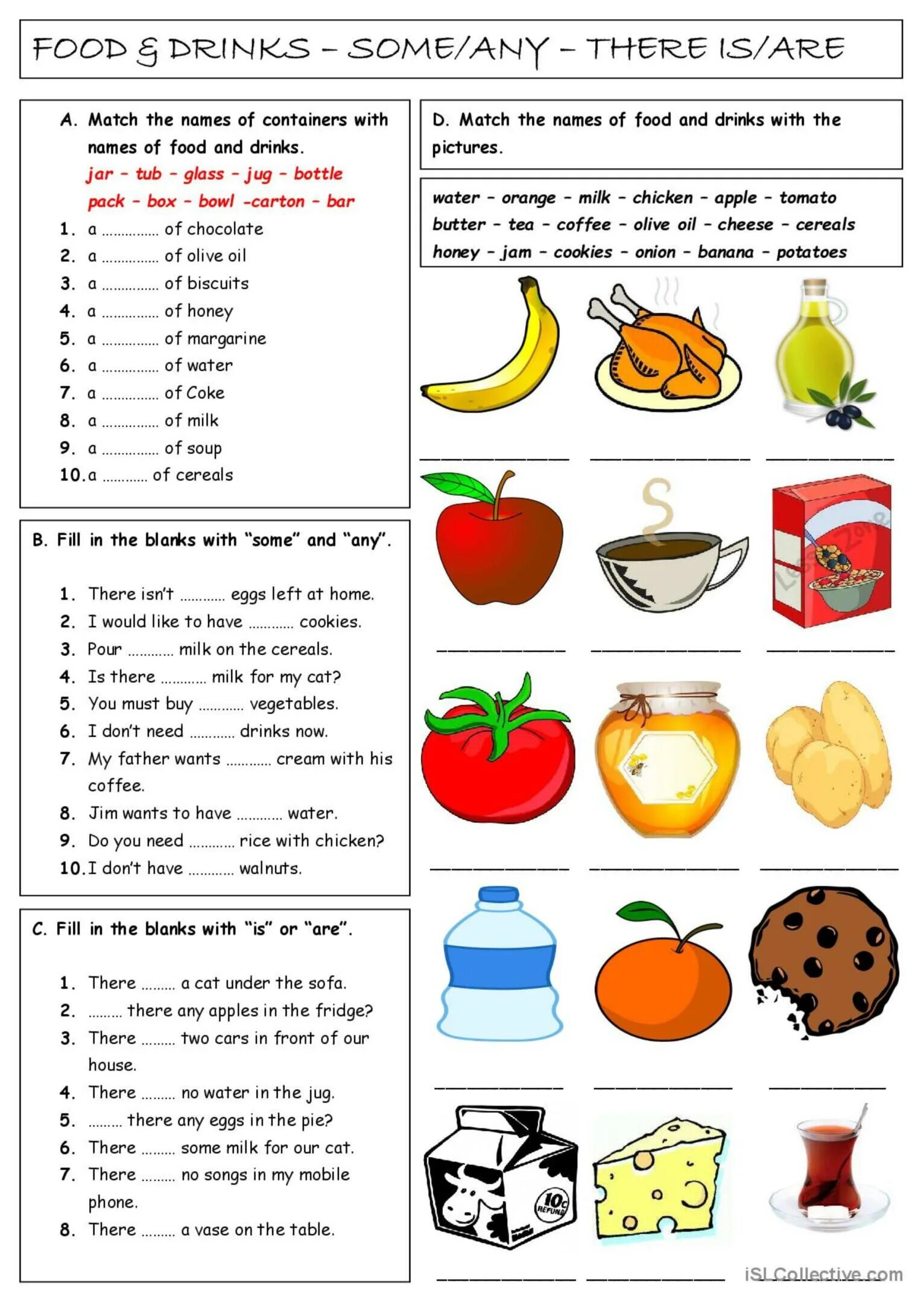 Food and Drinks some any there is are. Работа по английскому a an some any. Упражнения на some any no в английском языке. Some any Worksheets продукты. They like vegetables