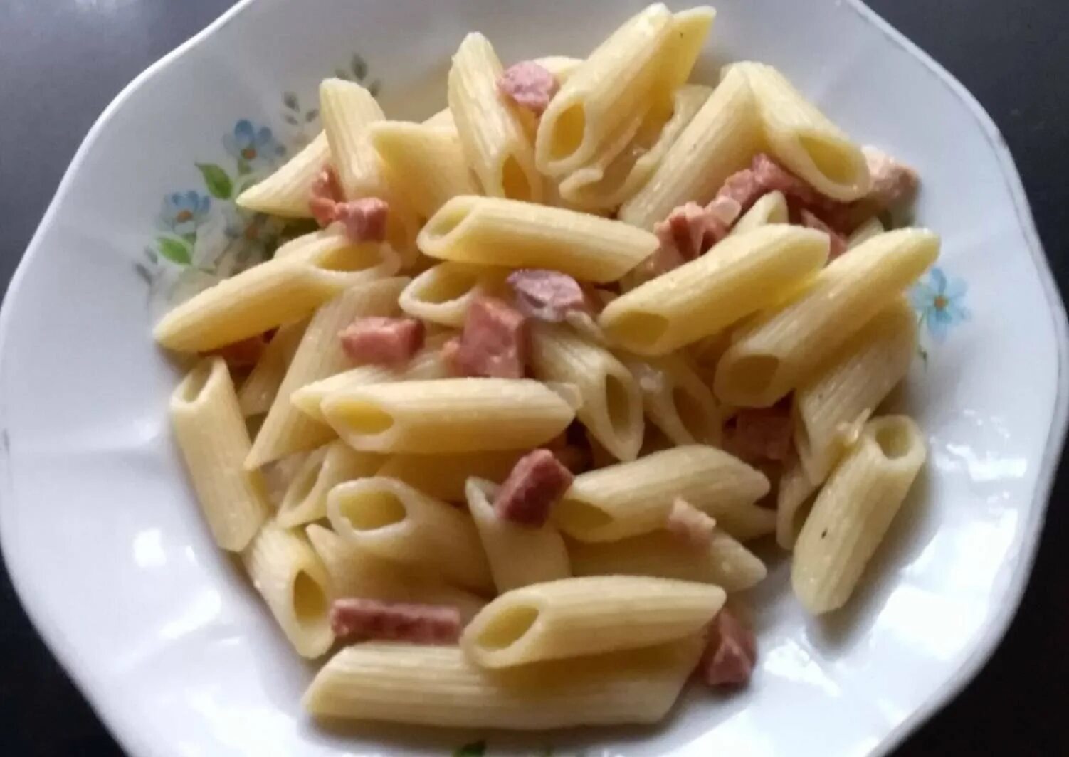 Лапша с колбасой