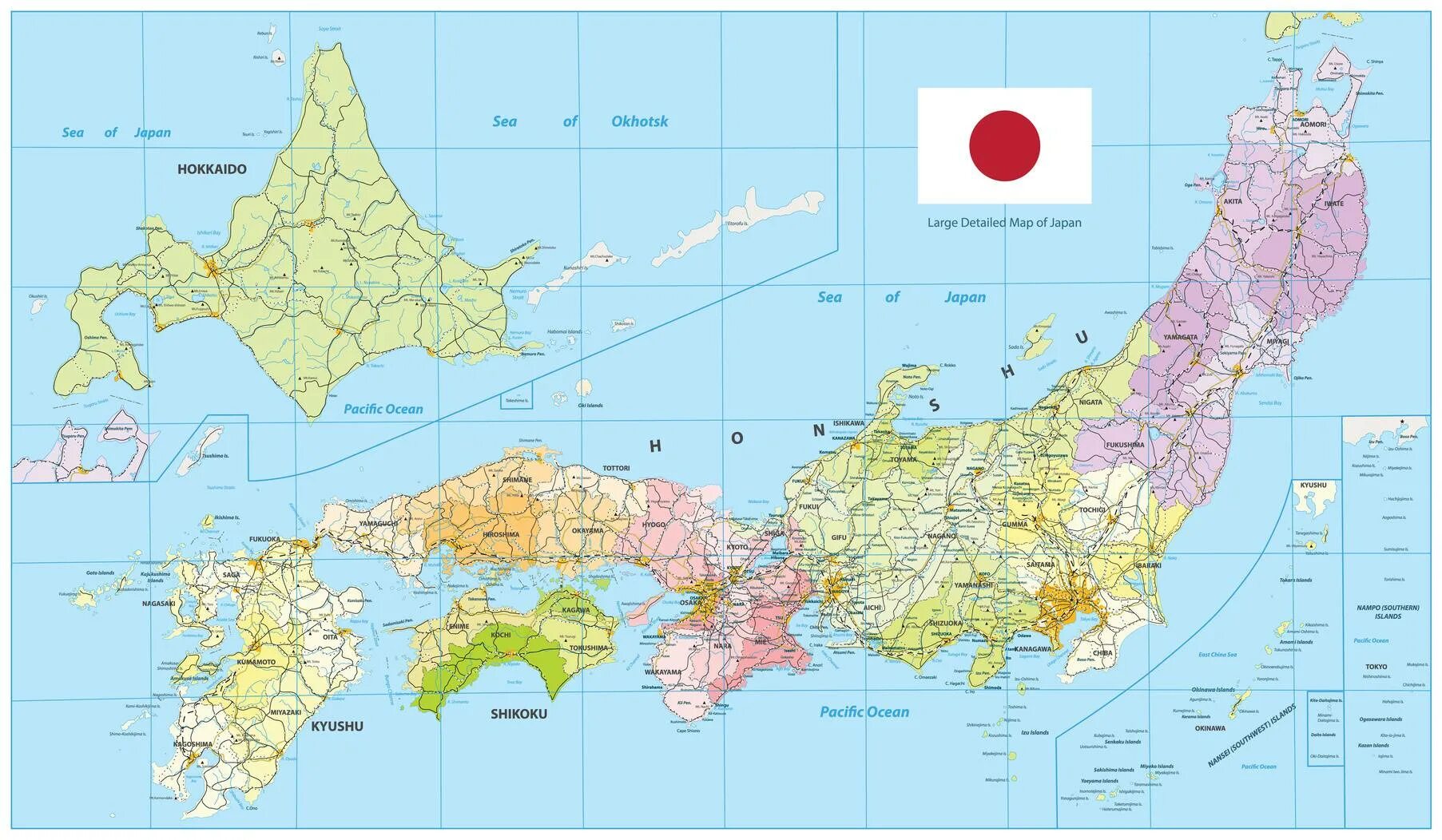 Хоккайдо на карте Японии. Политическая карта Японии. Карта Японии с островами. Япония карта географическая. Японские острова на карте евразии
