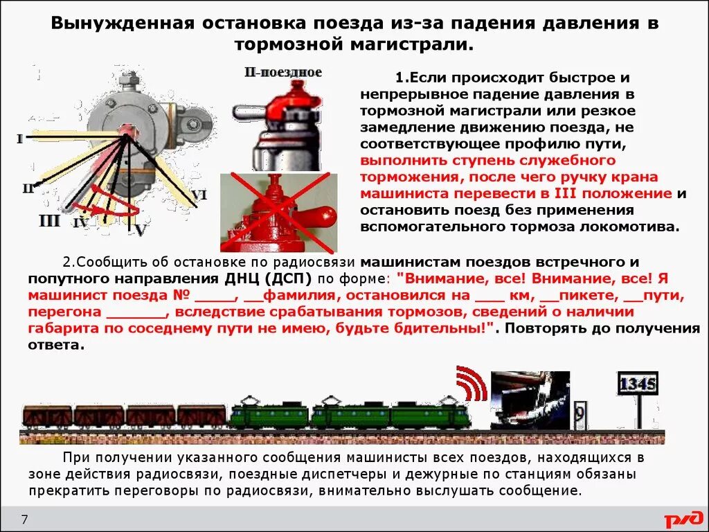 Давление при полном служебном торможении. Порядок действия при падении давления в тормозной магистрали. Действия машиниста при падении давления в ТМ. Падение давления в тормозной магистрали. Давление в тормозной магистрали.