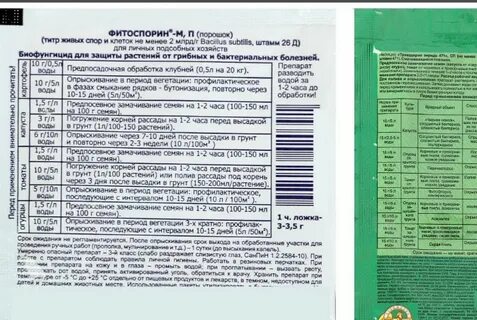 Пропорция фитоспорина