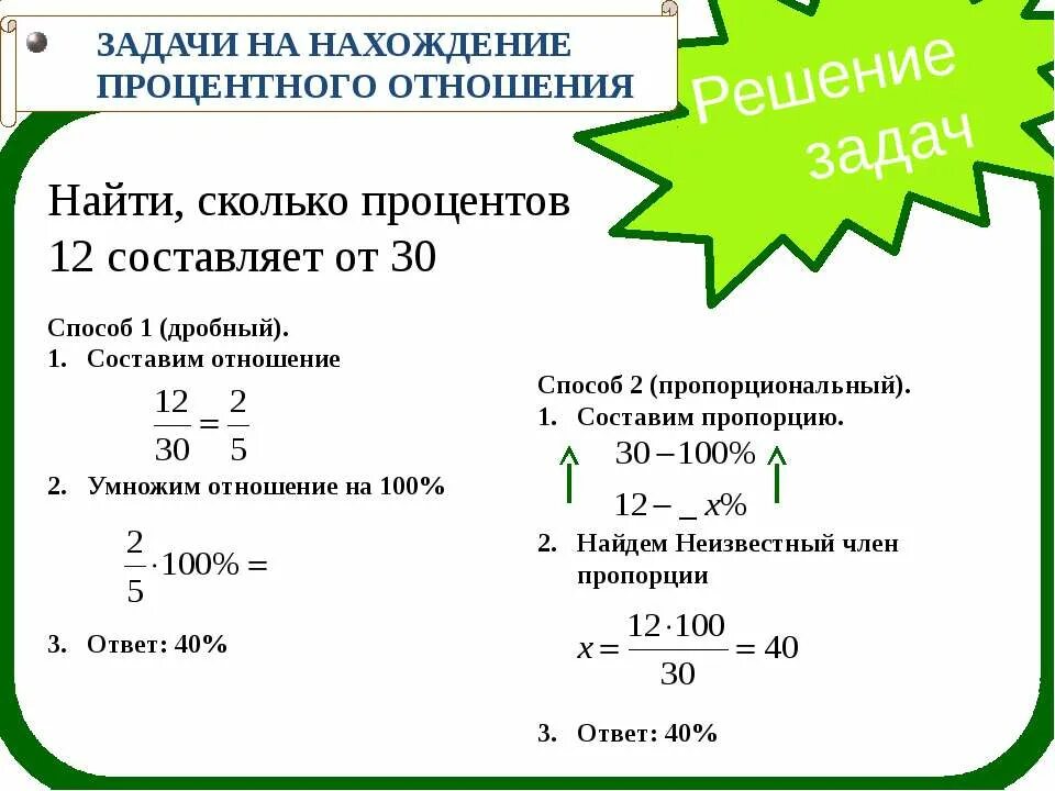 Насколько больше процентов. Как решать задачи с процентами и отношениями. Нахождение процентного отношения задачи. Задачи на процентное отношение. Задачи на нахождение процентного соотношения.