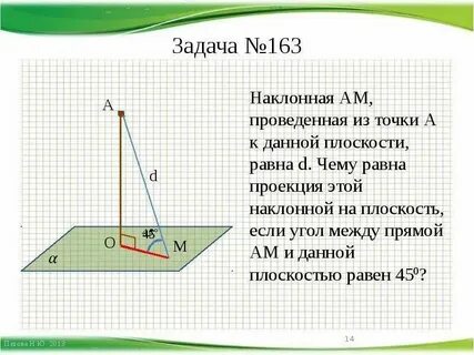 Наклонные из одной точки равны