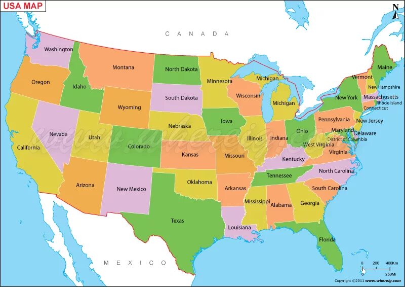 We map. USA Map. United States Map. United States of America Map. USA States Map.