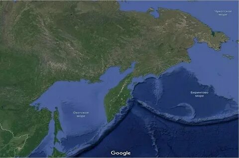 Омываемые участки суши охотского моря