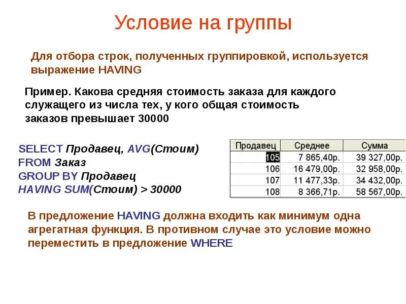 Какие операторы используются для выборки данных