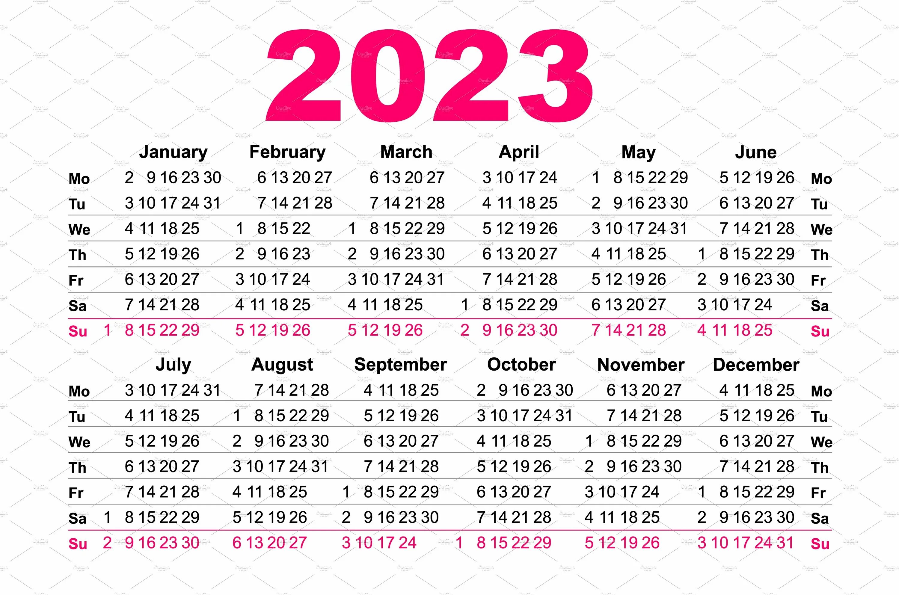 Сетка календаря. Календарь 2023. Сетка календаря на 2023 год.