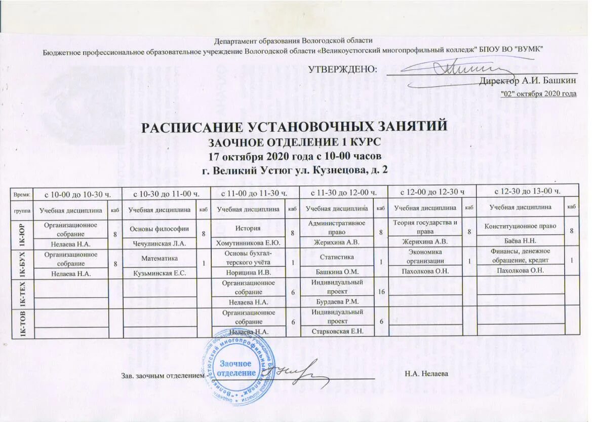 Расписание 1 кр